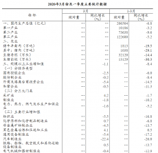 中國一季度GDP為20.65萬億元，同比下降6.8%